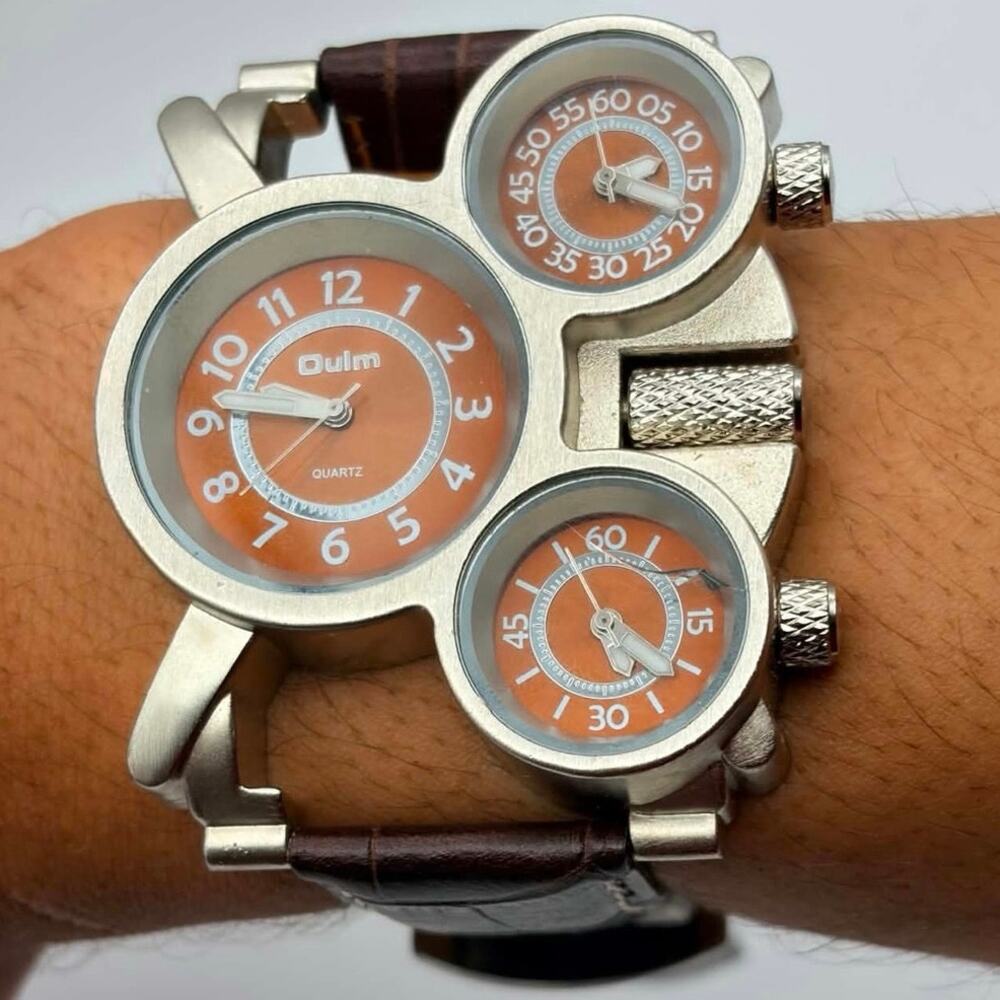 Silver & Brown Oulm Men’s Watch